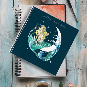 Blonde Mermaid Moon Fantasy Art Deco Notebook