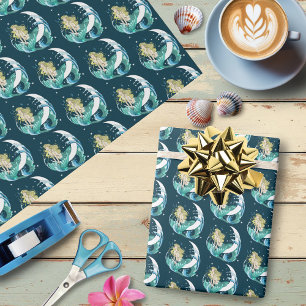 Blonde Mermaid Moon Fantasy Art Deco Wrapping Paper