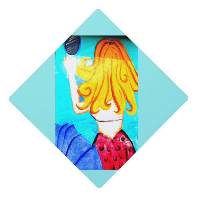 Blonde Mermaid Thunder_Cove Graduation Cap Topper (Front)