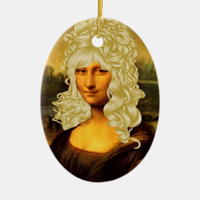 Blonde Mona Lisa Ceramic Ornament (Front)