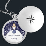 Blonde Navy Musical Wedding 1st Christmas Necklace<br><div class="desc">Keepsake Necklaces Choose either Silver Plated Gold Finish or Sterling Silver Unique Personalized Custom 1st Christmas Gift Wedding Keepsake Wedding Party Necklaces - to change background colour - click customize - click edit - choose last tool in drop down menu and choose from one of the colours shown or enter...</div>
