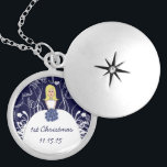 Blonde Navy Musical Wedding 1st Christmas Necklace<br><div class="desc">Keepsake Necklaces Choose either Silver Plated Gold Finish or Sterling Silver Unique Personalized Custom !st Christmas Gift Wedding Keepsake Wedding Party Necklaces - to change background colour - click customize - click edit - choose last tool in drop down menu and choose from one of the colours shown or enter...</div>