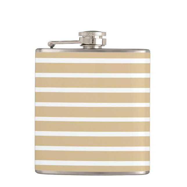 Blonde Neutral Stripes Hip Flask (Front)