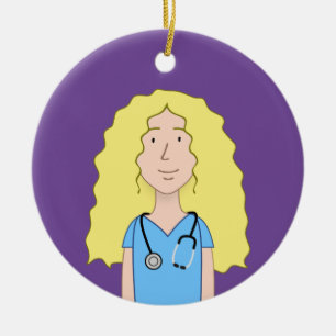Blonde Nurse Ceramic Ornament