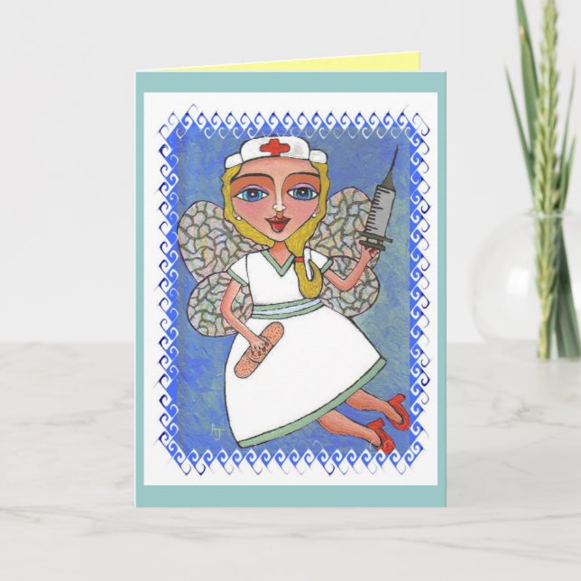 Blonde Nurse Fairy - RN LPN faerie card (Front)