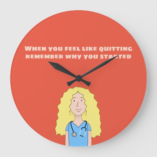 Blonde Nurse Large Clock (Front)