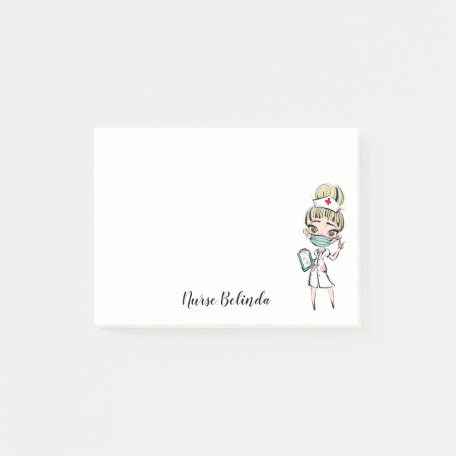 Blonde Nurse Medical Personalized Post-It Notes (Front)