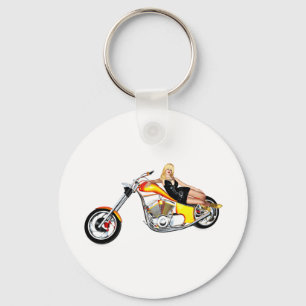 Blonde on a chopper keychain