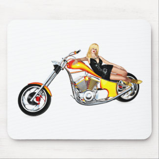 Blonde on a chopper mouse pad