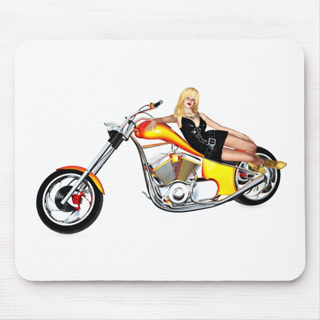 Blonde on a chopper mouse pad (Front)