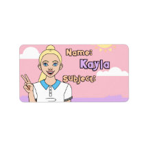 Blonde Pink Cartoon Girl School Student Book