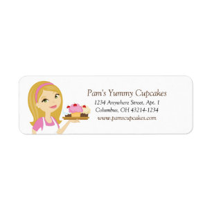 Blonde/Pink Cupcake Baker Return Address Labels