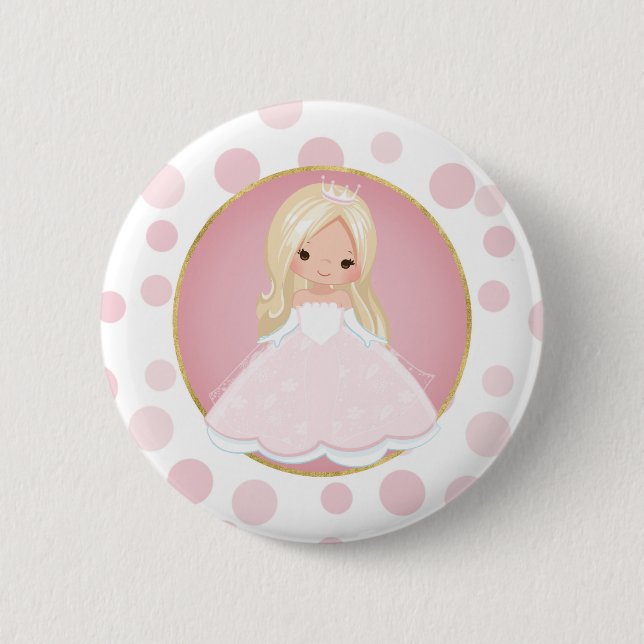 Blonde Pink Princess 2 Inch Round Button (Front)