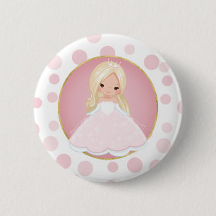 Blonde Pink Princess 2 Inch Round Button
