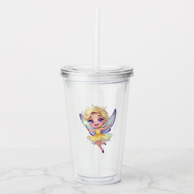 Blonde Pixie Fairy Acrylic Tumbler (Front)
