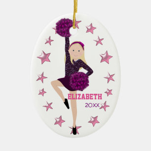 Blonde Pom Squad Personalized Keepsake Ornament