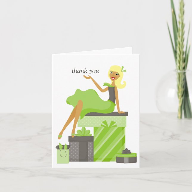 Blonde Pretty Girl Thank You Notes (Front)