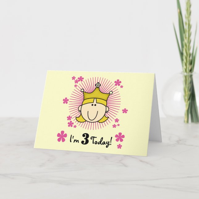 Blonde Princess 3rd Birthday Tshirts & Gifts Card (Front)