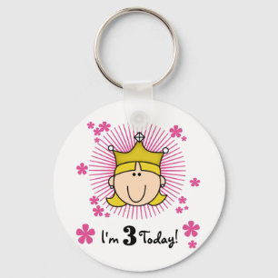 Blonde Princess 3rd Birthday Tshirts & Gifts Keychain
