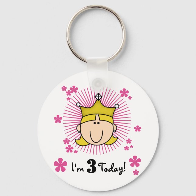 Blonde Princess 3rd Birthday Tshirts & Gifts Keychain (Front)