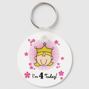 Blonde Princess 4th Birthday Tshirts and Gifts Keychain