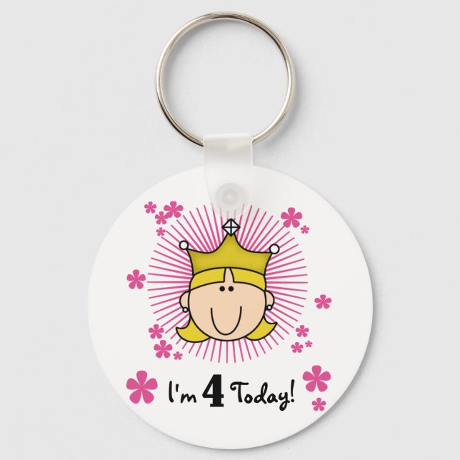 Blonde Princess 4th Birthday Tshirts and Gifts Keychain (Front)