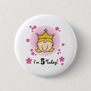 Blonde Princess 5th Birthday 2 Inch Round Button