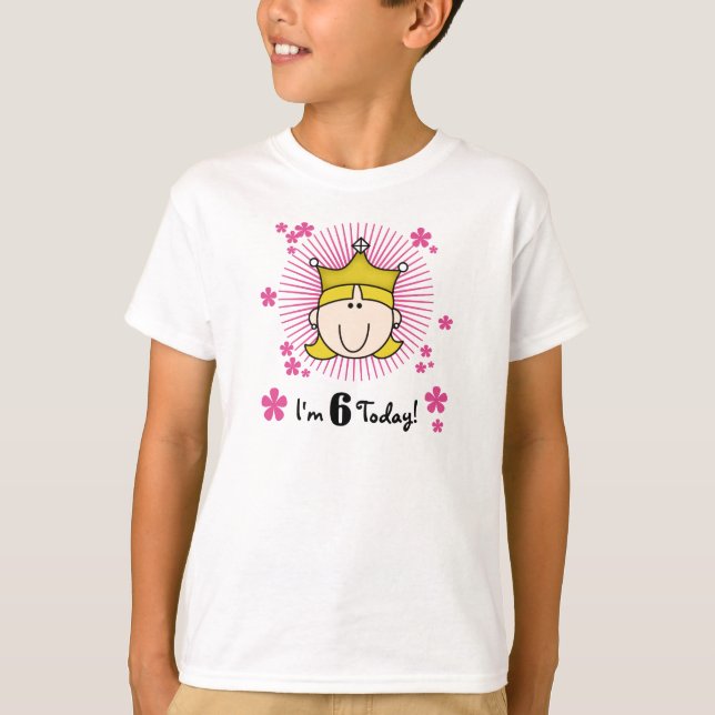 Blonde Princess 6th Birthday T-Shirt (Front)