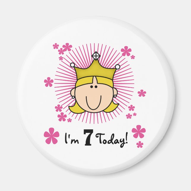 Blonde Princess 7th Birthday Magnet (Front)