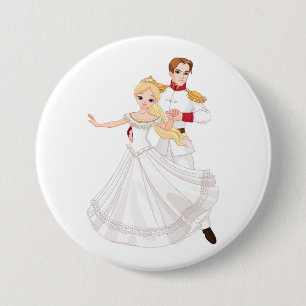 Blonde Princess and Charming Prince Fairytale 3 Inch Round Button