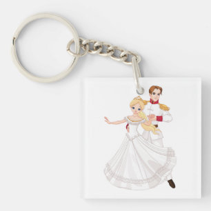 Blonde Princess and Charming Prince Fairytale Keychain