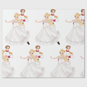 Blonde Princess and Charming Prince Fairytale Wrapping Paper