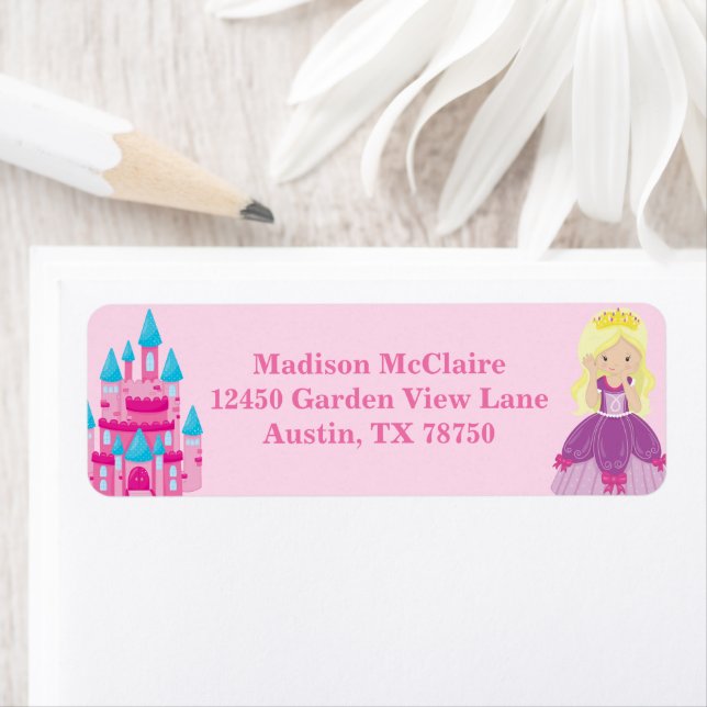 Blonde Princess Girl Cute Kids Pink Adresse de ret (En situation)