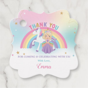 Blonde Princess Unicorn Birthday Party Thank You F Favour Tags