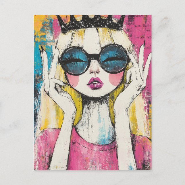 Blonde Queen With a Black Crown Postcard (Front)