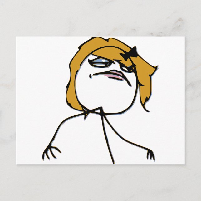 Blonde Rage Girl Meme Postcard (Front)