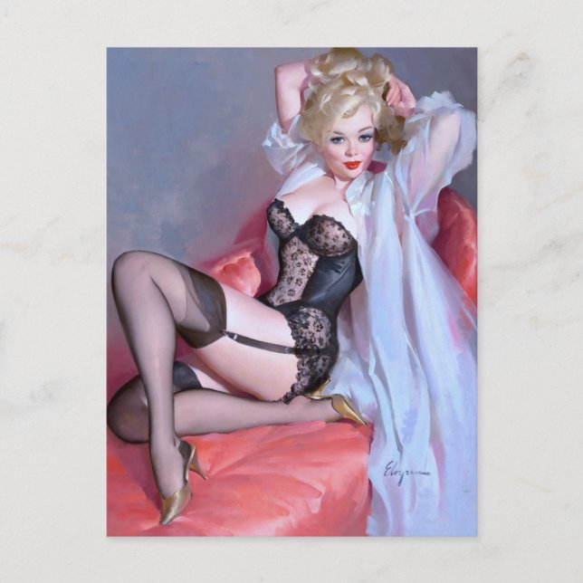 Blonde Reclining Pin Up Postcard (Front)