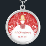 Blonde Red Musical Wedding 1st Christmas Necklace<br><div class="desc">Keepsake Necklaces Choose either Silver Plated Gold Finish or Sterling Silver Unique Personalized Custom !st Christmas Gift Wedding Keepsake Wedding Party Necklaces - to change background colour - click customize - click edit - choose last tool in drop down menu and choose from one of the colours shown or enter...</div>