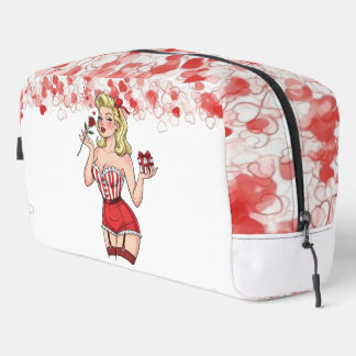 Blonde Retro Valentine Pin-Up Girl Dopp Kit