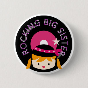 Blonde Rocking Big Sister 2 Inch Round Button