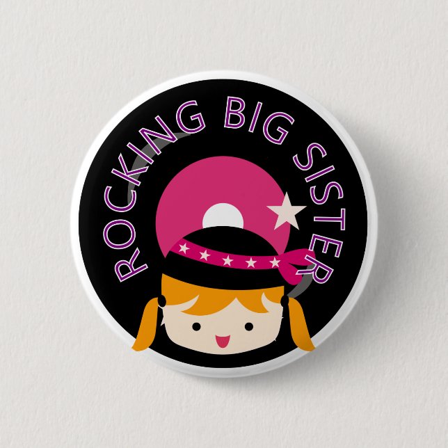 Blonde Rocking Big Sister 2 Inch Round Button (Front)