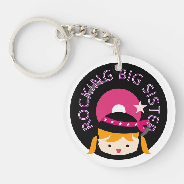 Blonde Rocking Big Sister Keychain (Front)