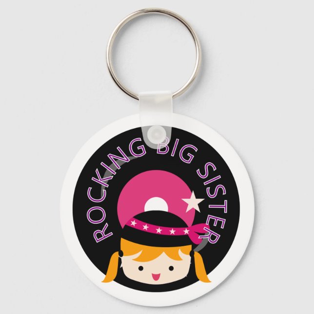 Blonde Rocking Big Sister Keychain (Front)
