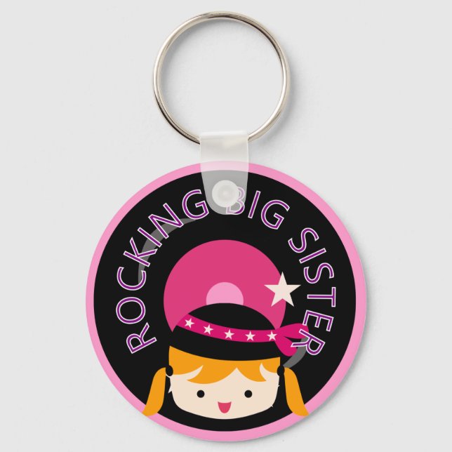 Blonde Rocking Big Sister Keychain (Front)