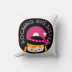 Blonde Rocking Big Sister Throw Pillow