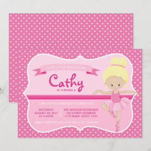 Blonde rose Ballerina Invitation Anniversaire