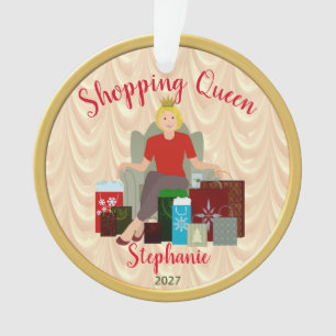 Blonde Shopping Queen Acrylic Ornament