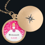 Blonde Side Part Fuchsia Bridesmaid Necklace<br><div class="desc">Keepsake Necklaces Choose either Silver Plated Gold Finish or Sterling Silver Unique Personalized Custom !st Christmas Gift Wedding Keepsake Wedding Party Necklaces - to change background colour - click customize - click edit - choose last tool in drop down menu and choose from one of the colours shown or enter...</div>