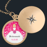 Blonde Side Part Fuchsia Bridesmaid Necklace<br><div class="desc">Keepsake Necklaces Choose either Silver Plated Gold Finish or Sterling Silver Unique Personalized Custom !st Christmas Gift Wedding Keepsake Wedding Party Necklaces - to change background colour - click customize - click edit - choose last tool in drop down menu and choose from one of the colours shown or enter...</div>
