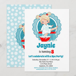 Blonde Spa Party Filles Anniversaire Invitation